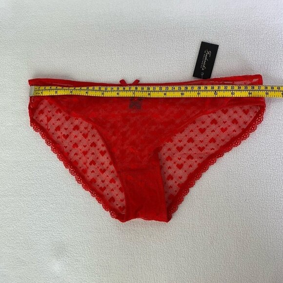 Frederick's Of Hollywood Size 1X Red Maree Hearts Lace Love Panty NWT - Picture 2 of 9